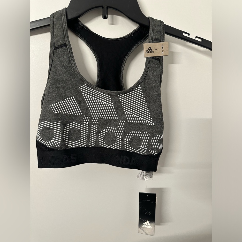 $35 & FREE SHIPPING! Adidas women’s Grey/Black/White racerback sports bra size S